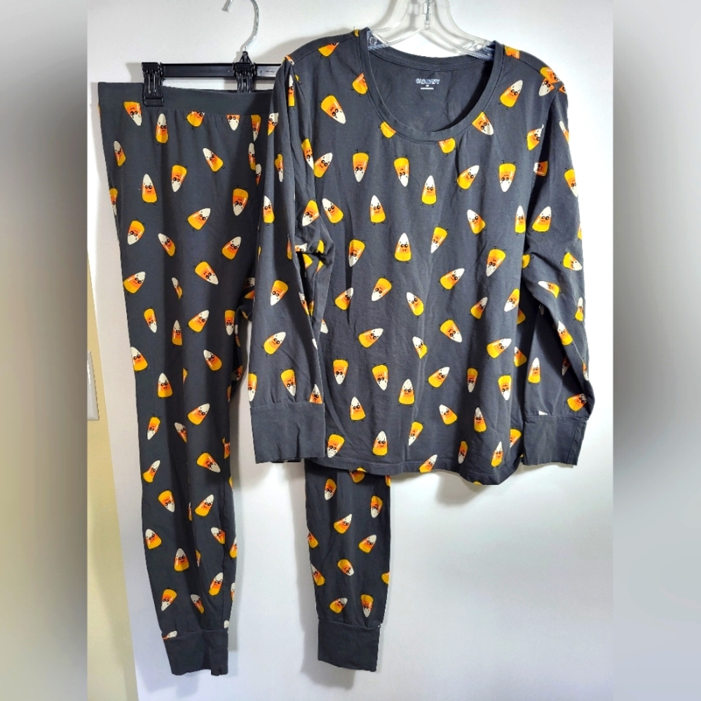 Old Navy 2 pc pajama with animated candy corn women's 2X #2516